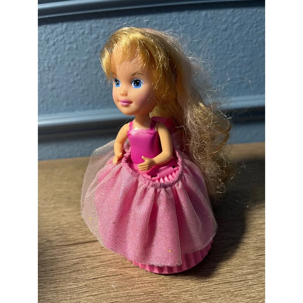 Cupcake Doll Pink‎ Glitter Dress Blonde Hair Toy For Kids